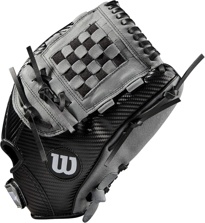 Wilson A360™ Baseball-Handschuh, Schwarz Linke Hand Wurf 12,5 Zoll silber, Linke Hand Wurf 12,5 Zoll