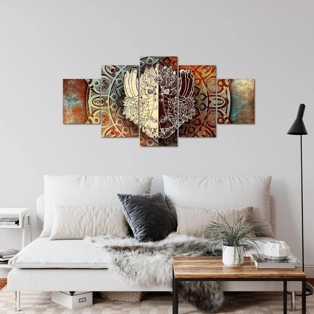 Runa Art Wandbilder Mandala Abstrakt 5 Teilig Bild auf Vlies Leinwand Deko Wohnzimmer Schlafzimmer K