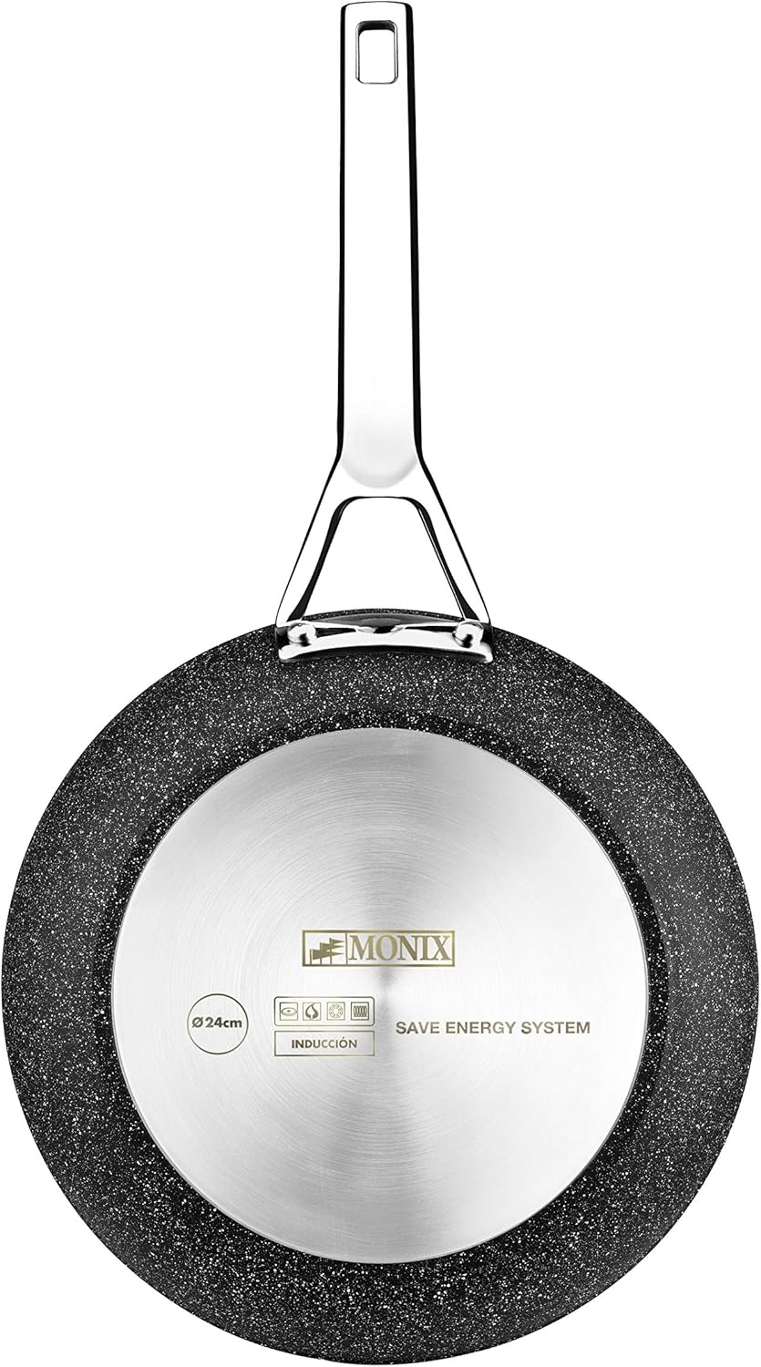 MONIX Mineral | 20 cm Bratpfanne aus geschmiedetem Aluminium mit Antihaftbeschichtung, Steinart, ohn