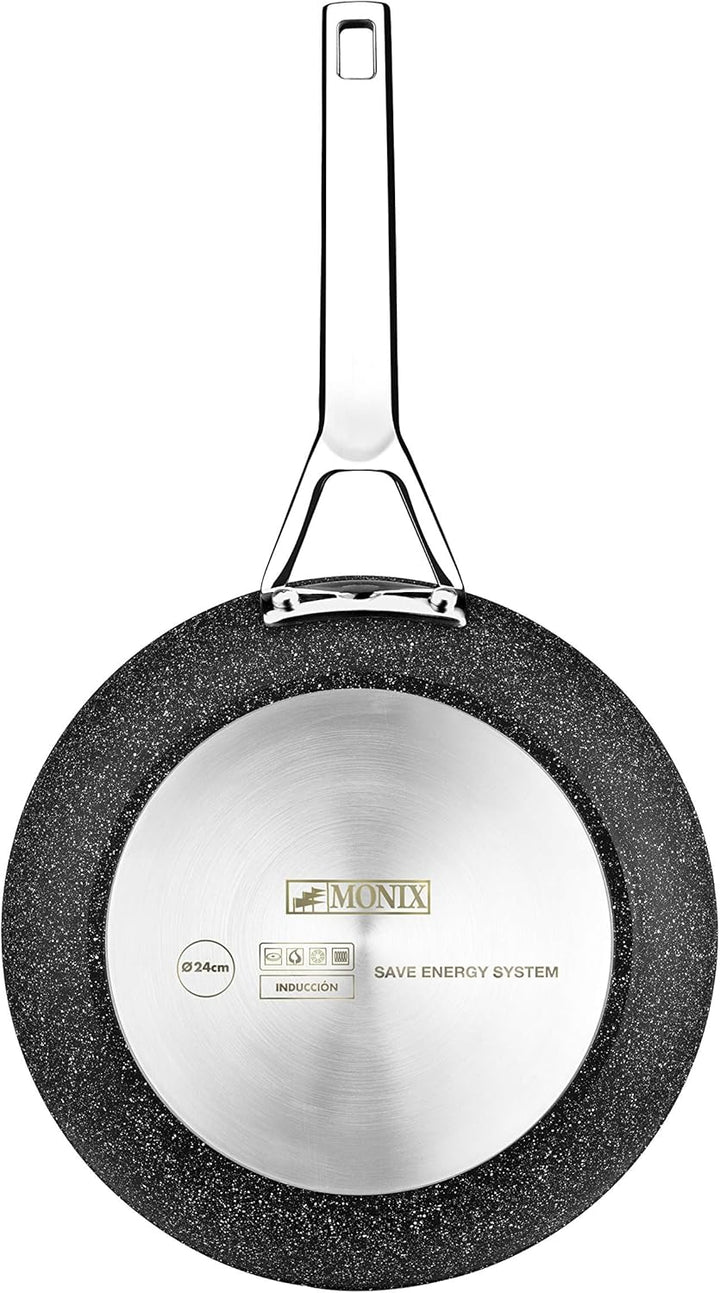 MONIX Mineral | 20 cm Bratpfanne aus geschmiedetem Aluminium mit Antihaftbeschichtung, Steinart, ohn