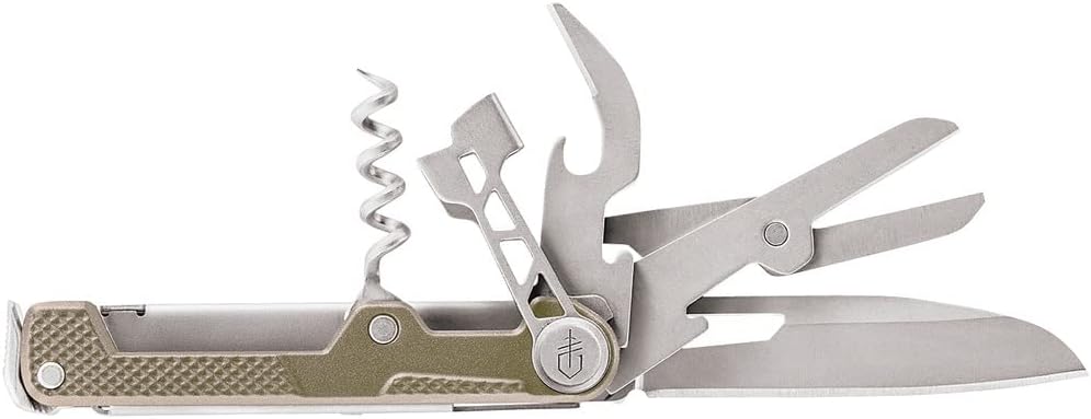 Gerber Taschenmesser mit 8 Funktionen, Multitool mit glatter Klinge, ArmBar Cork, Gold, Edelstahl/Al