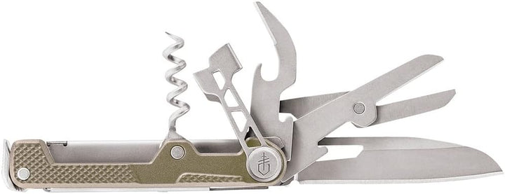 Gerber Taschenmesser mit 8 Funktionen, Multitool mit glatter Klinge, ArmBar Cork, Gold, Edelstahl/Al