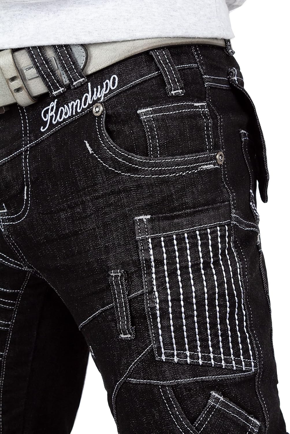 KOSMO LUPO Herren Jeans - Regular-Fit mit Knopfleiste | Optimale Passform, 5-Pocket-Style, Kontrastn