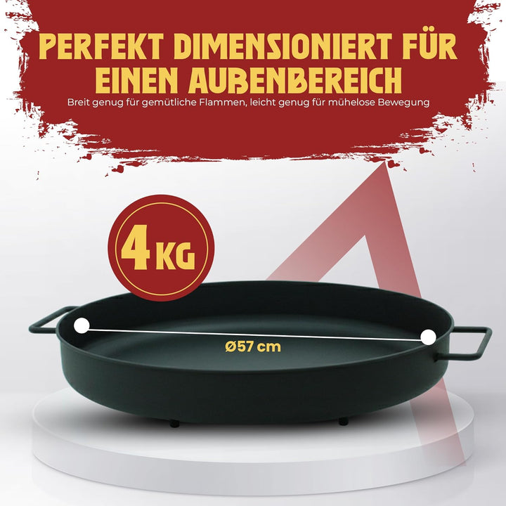 Feuerschale Ø 57 cm,Feuerkorb, Feuertonne, Feuerstelle für den Garten, Terrasse und Balkon,Schwarz 3