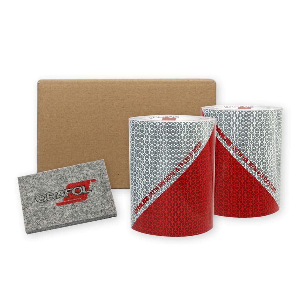 Reflecto Kfz-Warnmarkierung in 141 oder 282 mm Breite – Set mit 2 x 9m (1x Links- und 1x rechtsweise