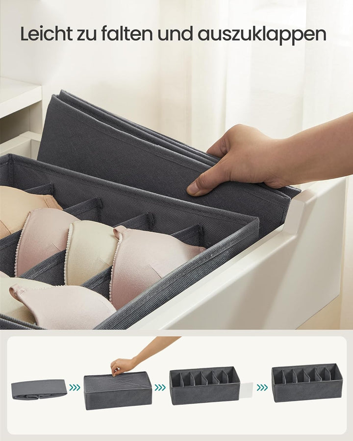 SONGMICS Unterwäsche-Organizer 8er Set, Schubladen-Organizer, faltbar, Ordnungssystem Kleiderschrank