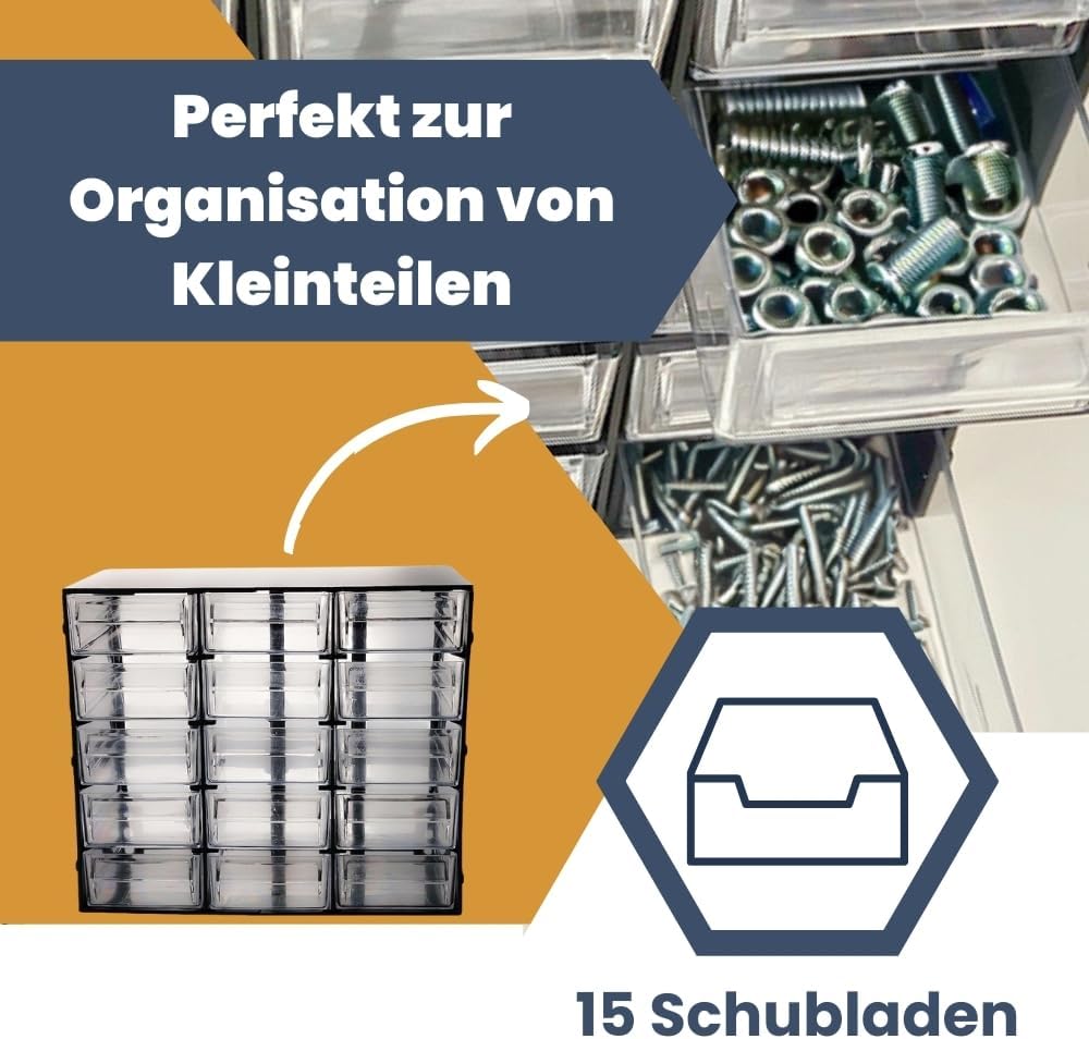Sortimentskasten 15 Fach Sortierkasten für Kleinteile Organizer Schrauben Sortierbox Kleinteilemagaz