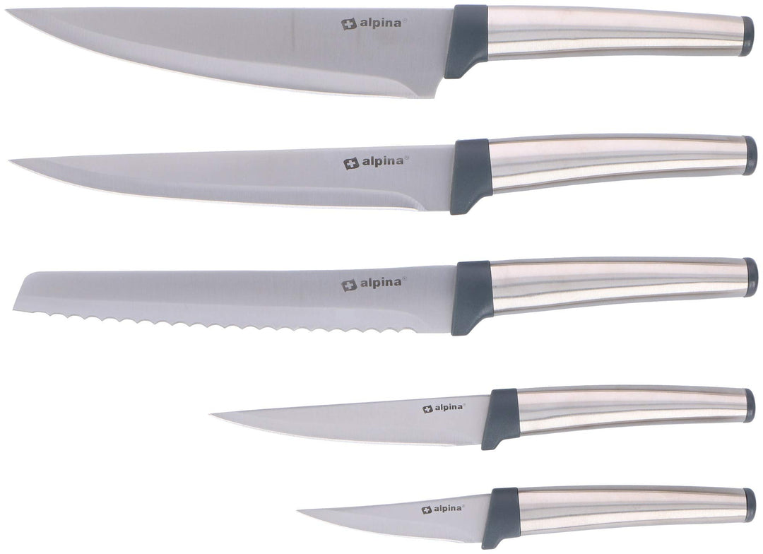 alpina Kochmesserset 5-Teilig - Profi Messerset - Multifunktionales Chefmesser - Bestückt für Küchen