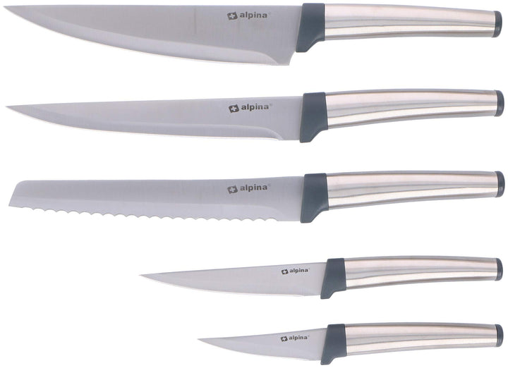 alpina Kochmesserset 5-Teilig - Profi Messerset - Multifunktionales Chefmesser - Bestückt für Küchen