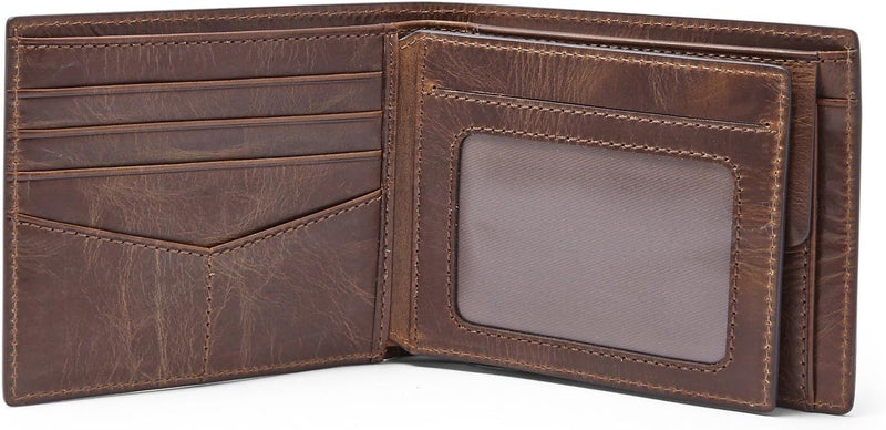 Fossil Geldbörse für Herren Derrick, Leder Bifold Dunkelbraun 11,4 cm L x 2,5 cm B x 9,5 cm H ML3687