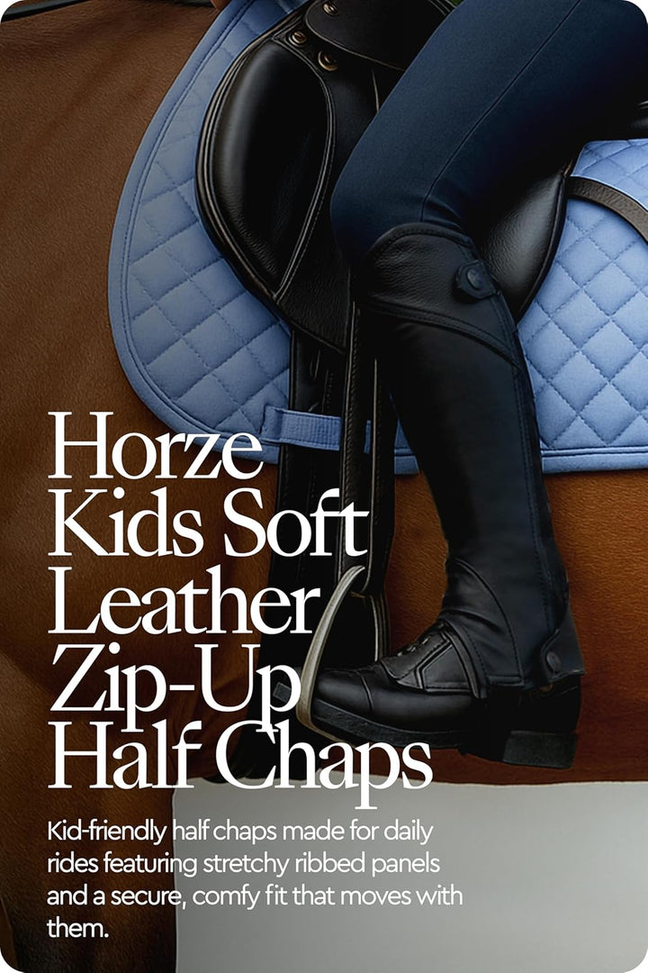 HORZE Leder Chaps für Kinder Schwarz 12, Schwarz 12