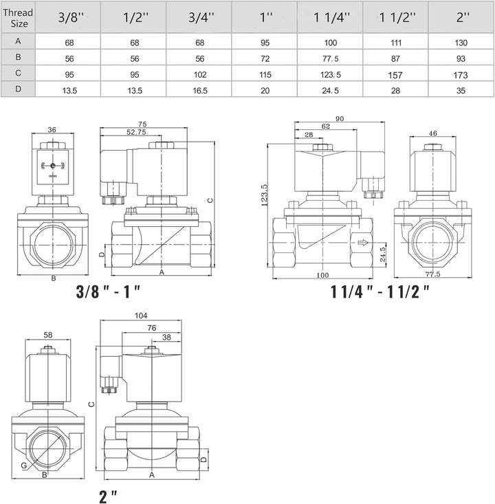U.S. Solid Solenoid Valve Magnetventil Messing G 1/2" 24V AC Normal geschlossen NC 0-10 bar, elektri