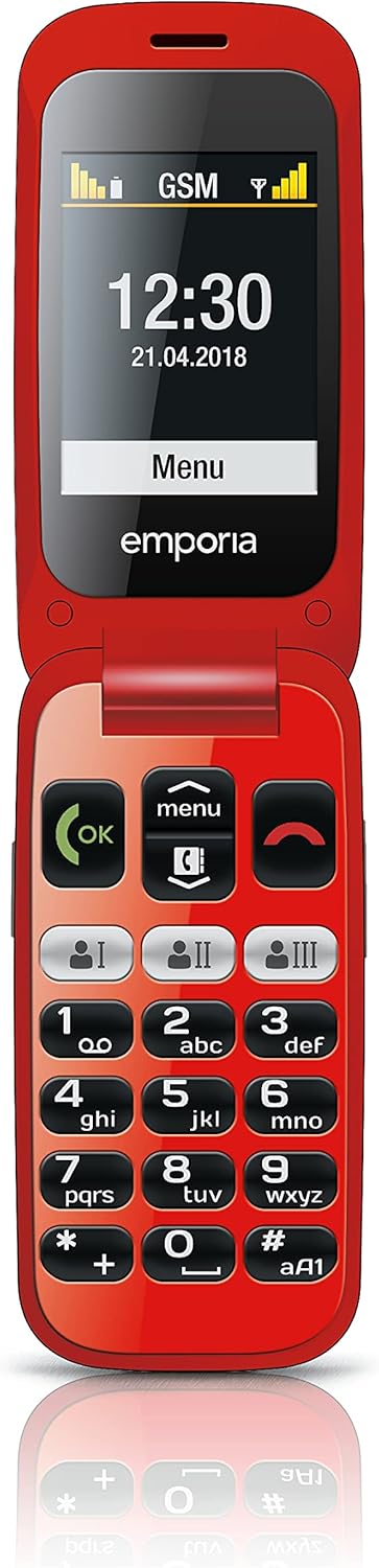 Emporia ONE V200_001 Einfach zu bedienendes Klappenhandy mit 2MP Kamera, Schwarz/Rot Schwarz/Rot Sin