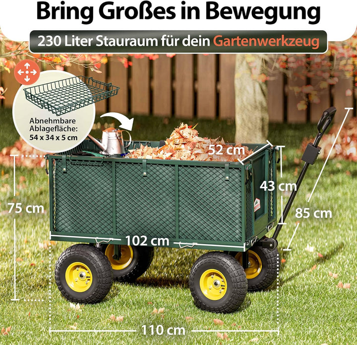 GARDEBRUK® Bollerwagen 550kg Belastbar Klappbar Stabil Herausnehmbare Plane Gerätewagen Handwagen Ga