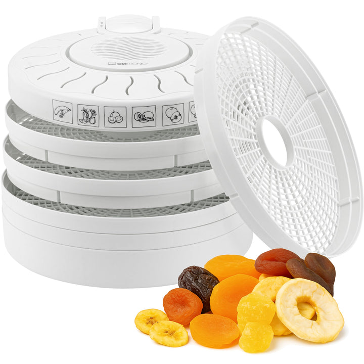 Clatronic DR 2751 Dörrautomat, 250 W mit Überhitzungsschutz, trocknet Obst, Gemüse, Kräuter, Fleisch