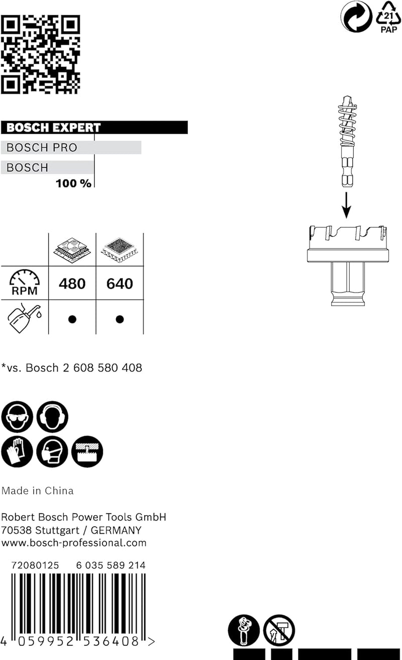 Bosch Accessories 1x Expert Sheet Metal Lochsäge (für Stahlbleche, Edelstahlbleche, Ø 25 mm, Zubehör