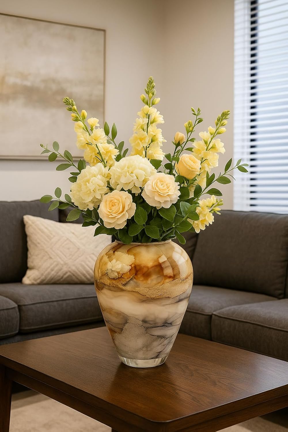 Terroso – Vase – Mundgeblasenes sandfarbenes Glas – Luxuriöses Erscheinungsbild, Stilvoll & Elegant