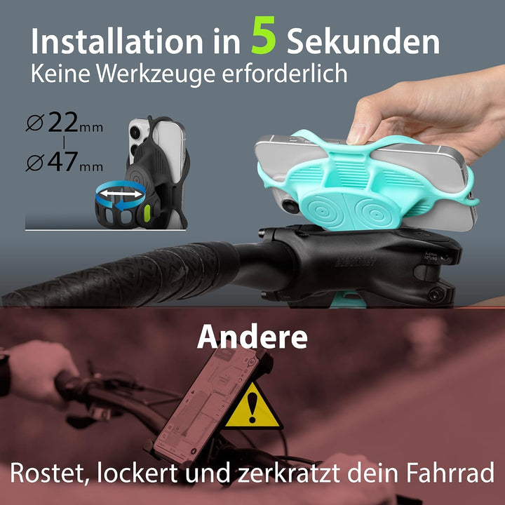 Bone Bike Tie 5 Pro – Handyhalterung Fahrrad Vorbau mit Silicone Stossdämpfung, Silikon Handyhalter