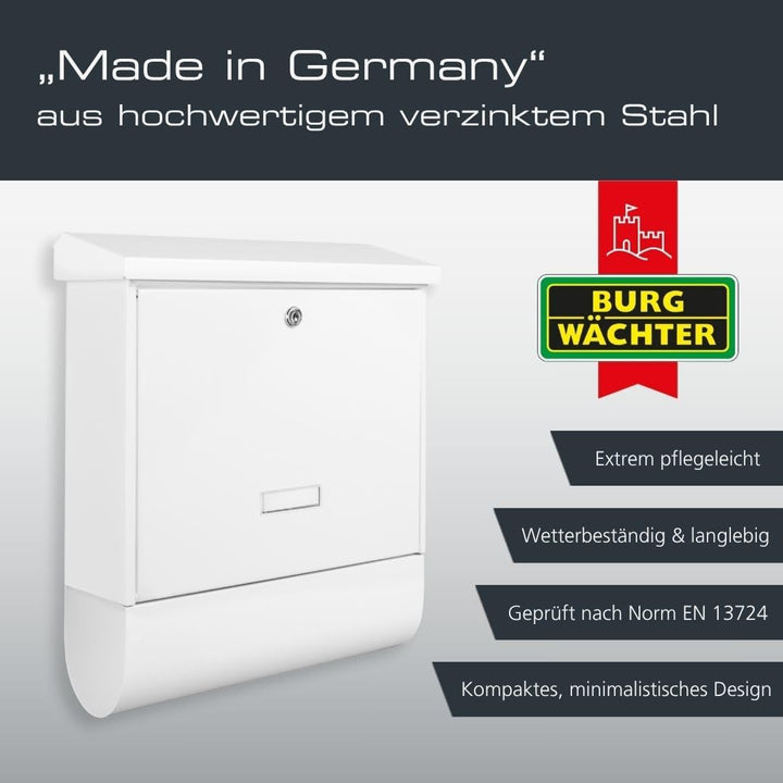 BURG-WÄCHTER Briefkasten mit Zeitungsfach und Namensschild, Verzinkter Stahl, Einwurf-Format DIN C4,