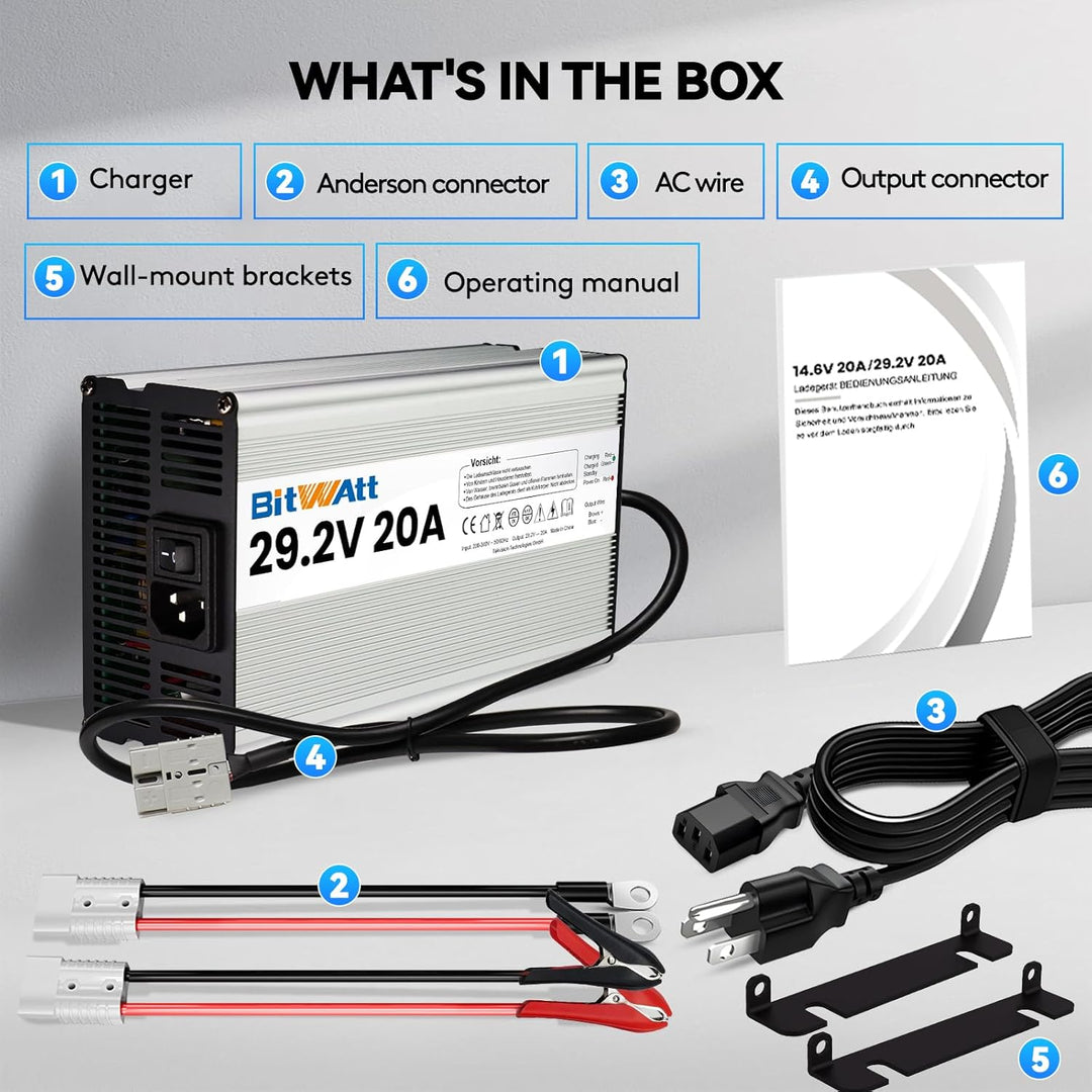 LiFePO4 ladegerät 24V 20A 29,2V Lithium Batterie ladegerät batterieladegerät (29.2V 20A Ladegerät) (
