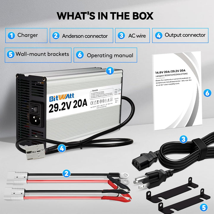 LiFePO4 ladegerät 24V 20A 29,2V Lithium Batterie ladegerät batterieladegerät (29.2V 20A Ladegerät) (