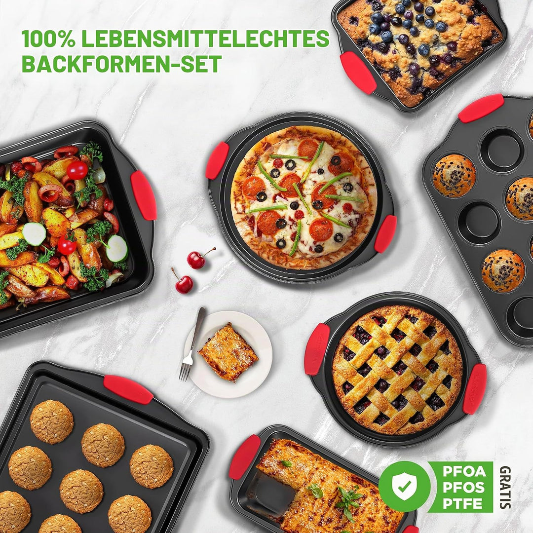 Nutrichef NCSBS10S hitzeroten Silikongriffen, ofenfest, Eisen, schwarz 10 Piece Set Schwarz, 10 Piec
