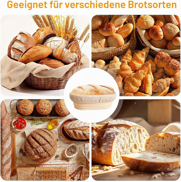 Gärkörbchen Oval aus 6 Stück, Mini Brot Backen mit Gärkörbchen Set, 6 Zoll Kleine Banneton Körbe, Zu