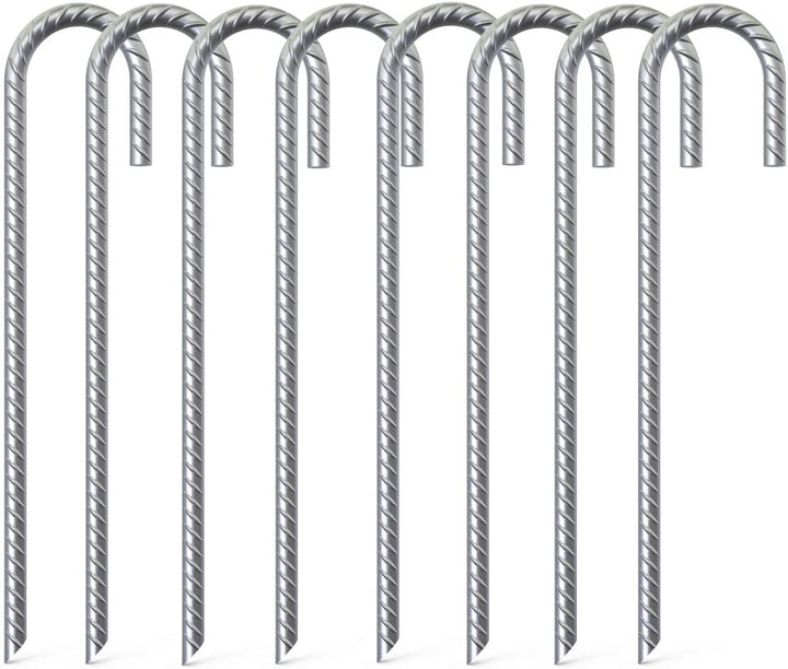KAHEIGN 8Pcs Bodenanker Verzinkte Zeltnägel Garten Erdanker, 40cm Verzinkte Bodenanker Garten Hering