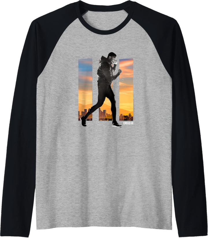 Creed 3 Adonis Creed Sunset Skyline Split Panel Poster Raglan