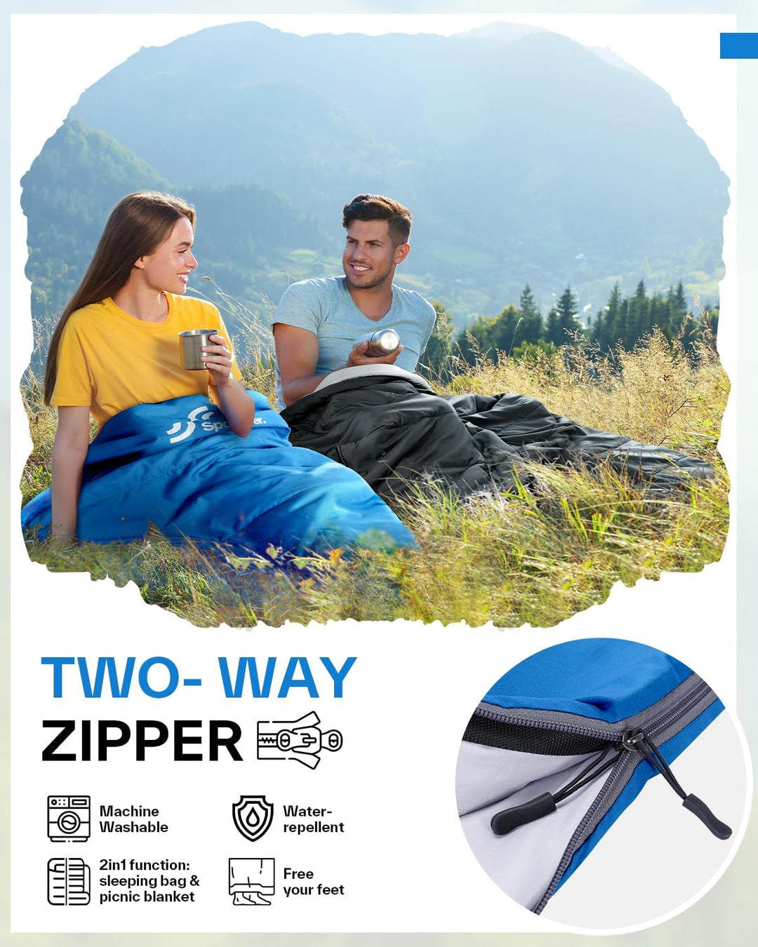 Schlafsack Sommer Schläfsack: Sportneer Warmes Sommer Schlafsacke Tragbar Leicht Wasserdicht Sleepin