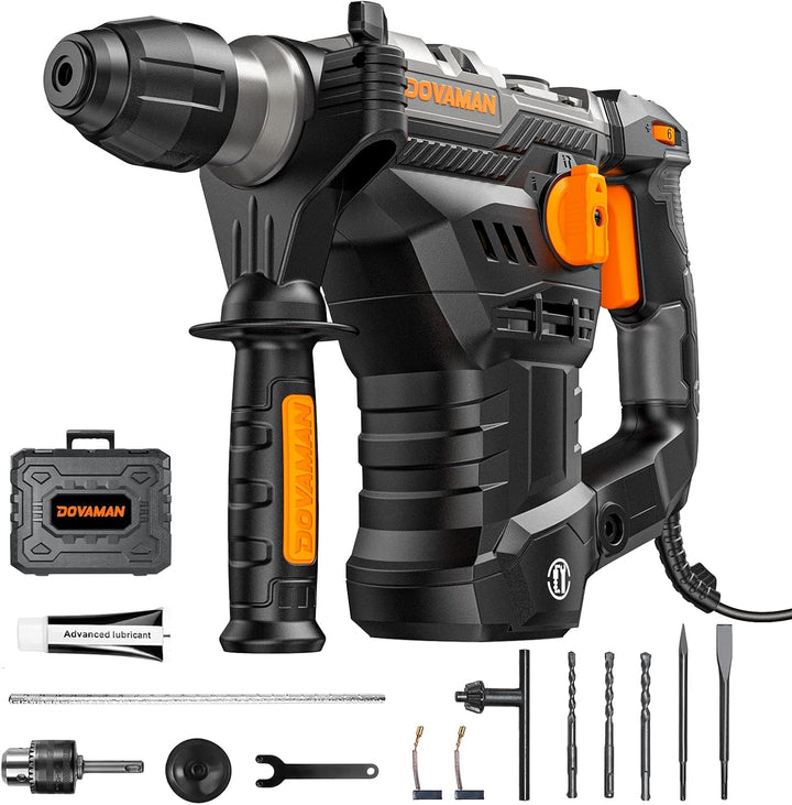 DOVAMAN RH15A 40MM Bohrhammer SDS-Plus, 4 in 1 Funktionen, Mehrmaterialnutzung, 1500W/7J, Sicherheit
