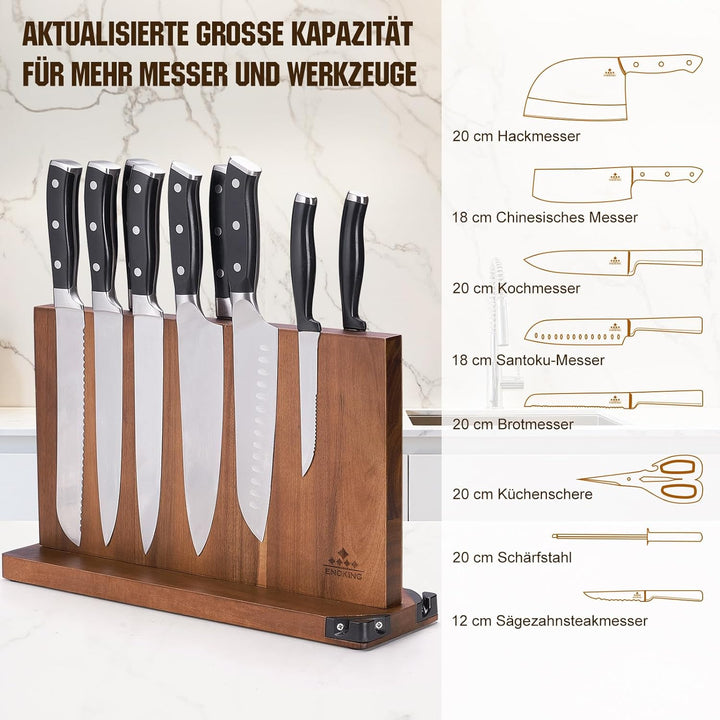 ENOKING Spitzenklasse Plus Messerblock Magnetisch Ohne Messer 38.6 x 23 cm, Doppelseitiger Magnet Me