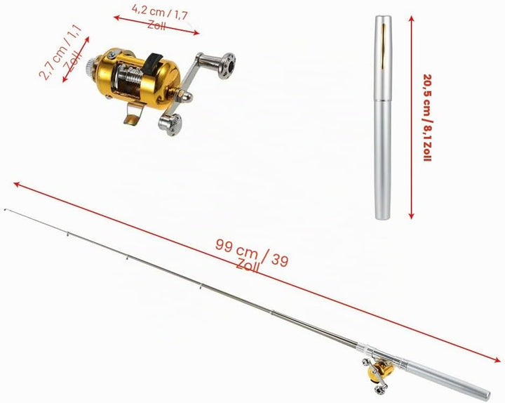 Lixada Mini Angel Reel Combo Kit, Pen Angelrute + Fishing Wheel + Angelschnur + Weiche Köder + Hooks