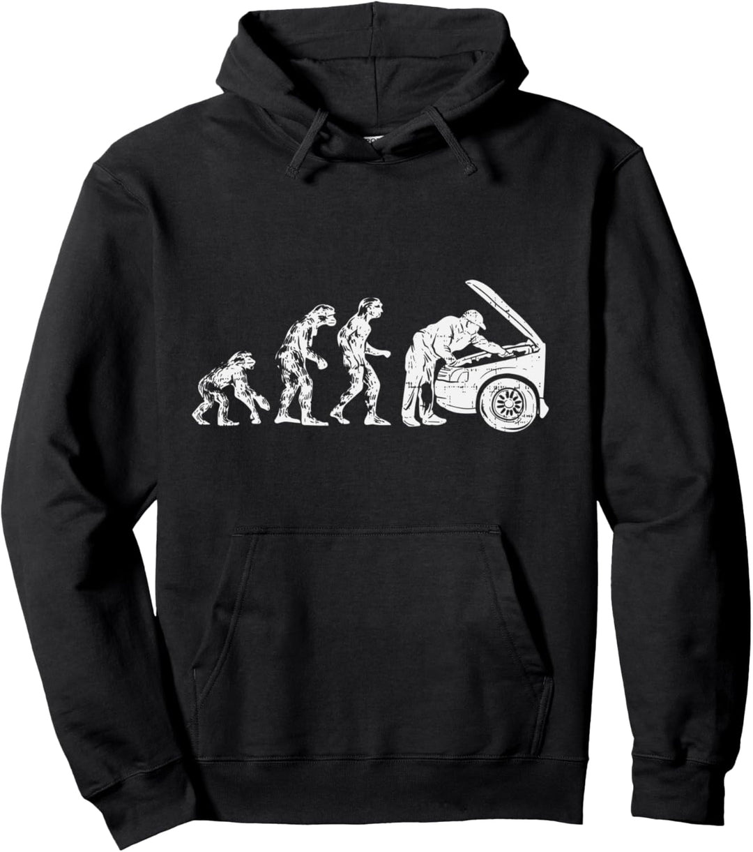 Human Evolution Car Mechanic Funny Automotive Dad Men Gift Pullover Hoodie