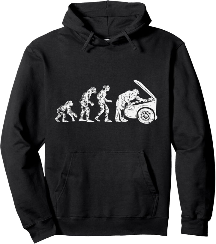 Human Evolution Car Mechanic Funny Automotive Dad Men Gift Pullover Hoodie