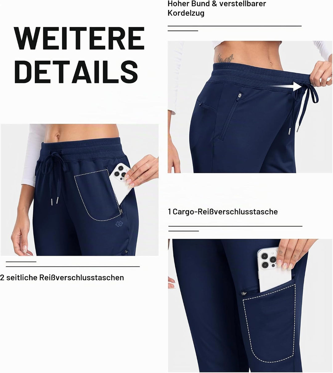 MoFiz Jogginghose Damen Thermohose Mikrofleece Sporthose Atmungsaktiv Waterproof Sweatpants mit Reis