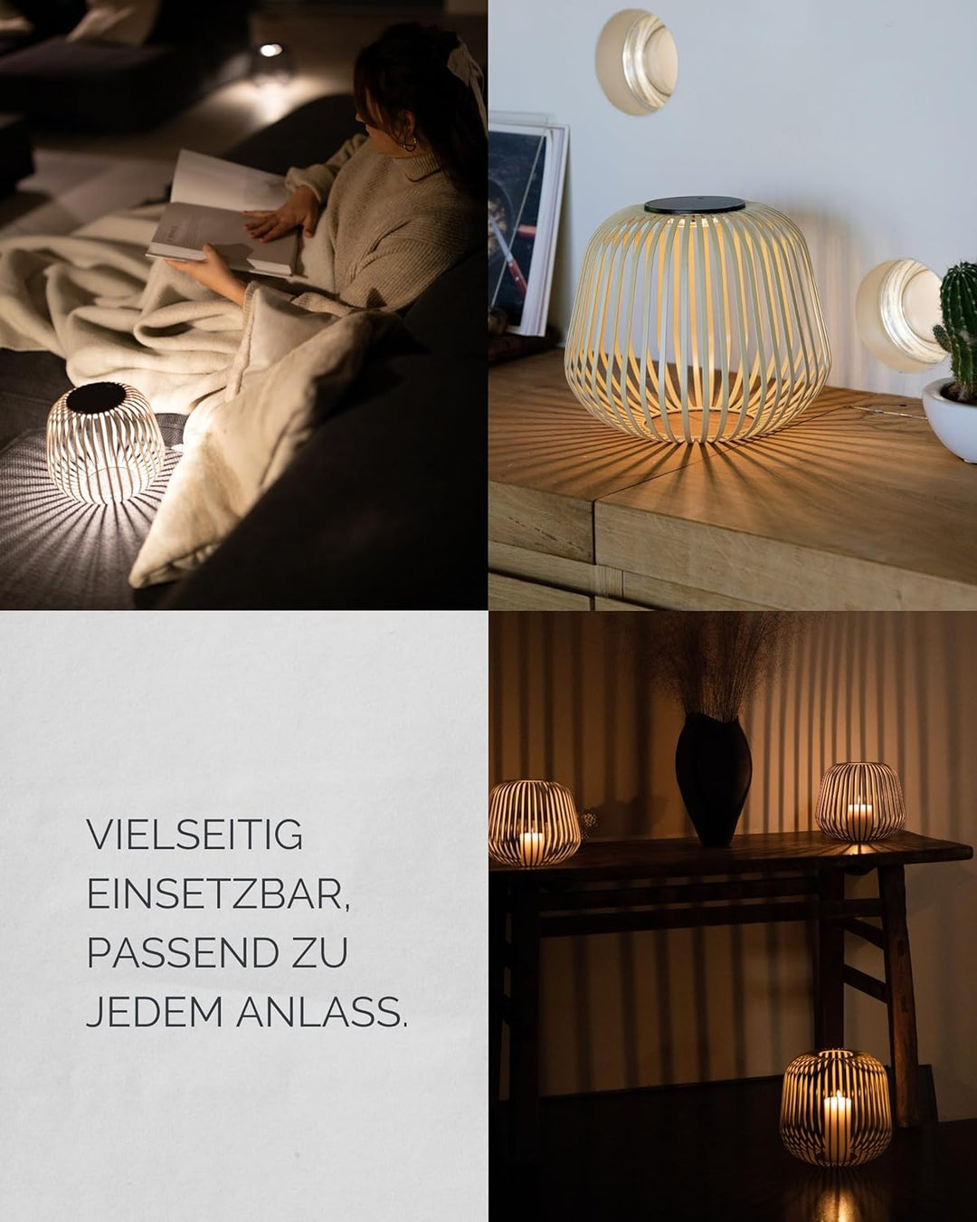 LUUK Studio Portable Solar Tischlaterne, minimalistische Aussenleuchte für Balkon und Terrasse, dimm