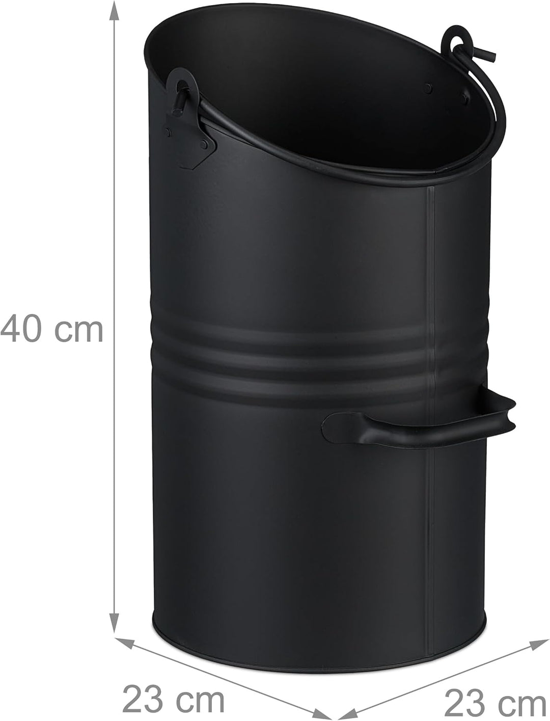 Relaxdays Kohlenschütte, 12 Liter, Eisen, Kohleeimer mit Griff & Henkel, Kohlekorb zum Nachfüllen, K