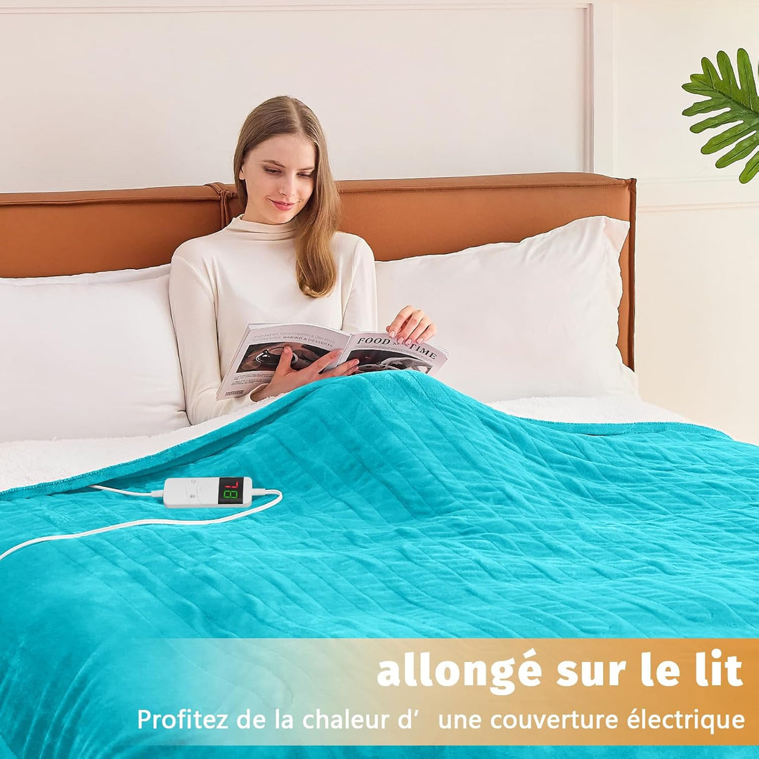 BOMOVA Heizdecke Wärmedecke mit Abschaltautomatik,Kuscheldecke flauschig Weihnachten,10 Heizstufen &