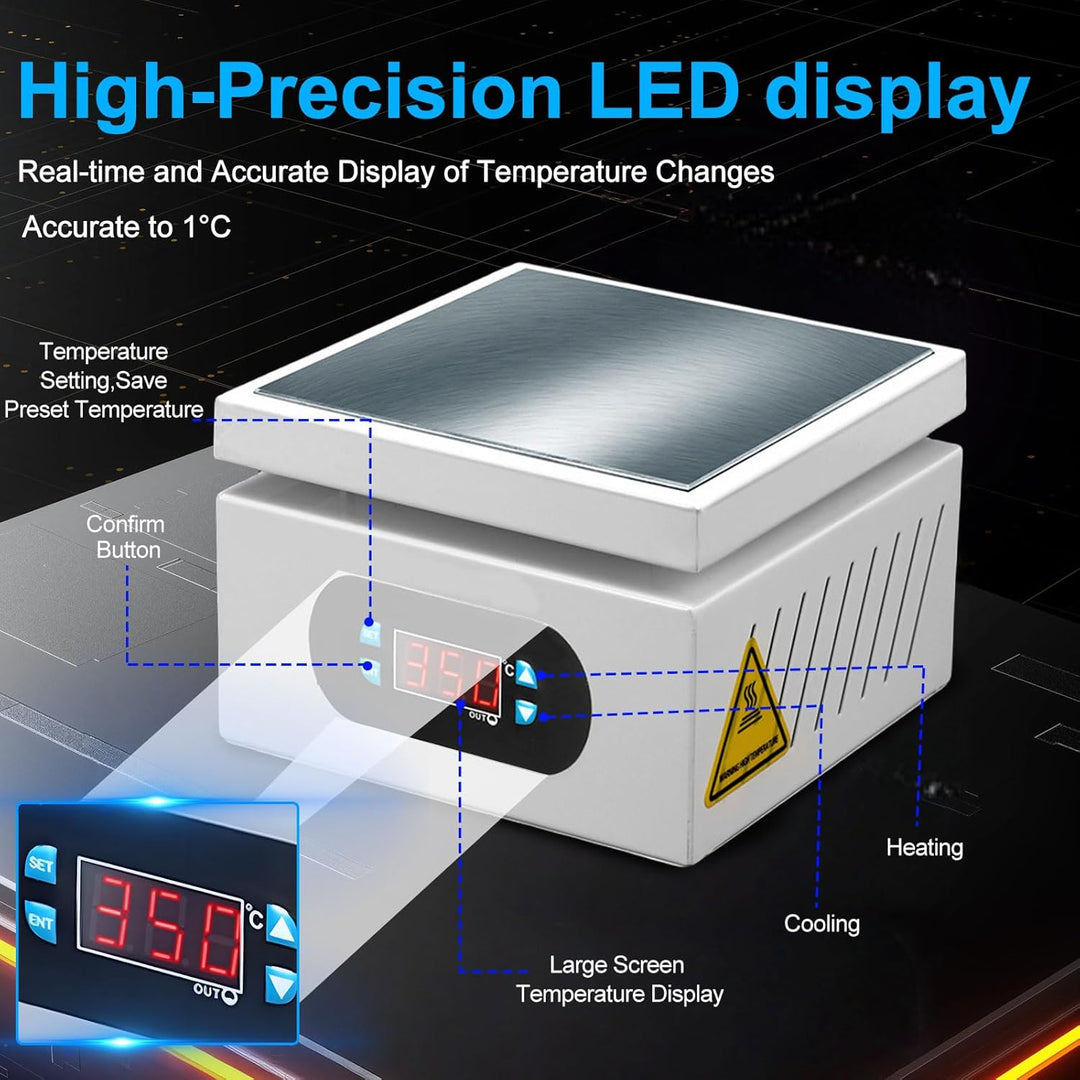 350 W PCB Heizplatte,0-400℃ Lötstation Heizstation mit LED Display,Vorheizen Station für Mikrocomput