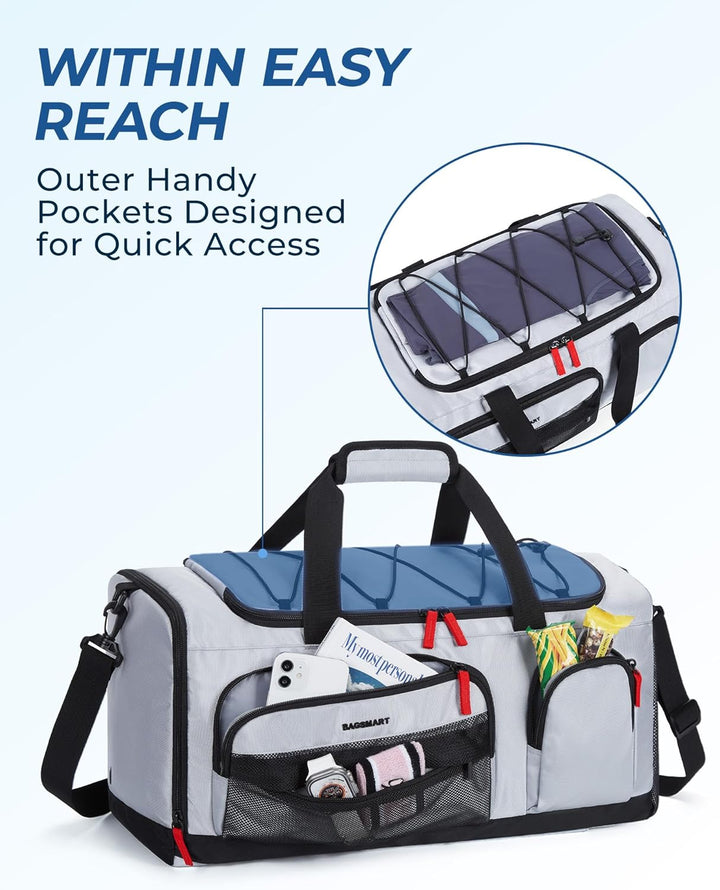 BAGSMART Sporttasche Damen und Herren, Sporttasche mit Schuhfach und Nassfach wasserdichte Gym Bag R