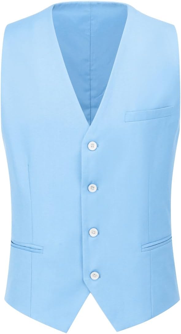 Herren Anzug Slim Fit 3 Teilig Anzüge für Hochzeit Business Herrenanzug Sakko Anzughose Weste, S Hel