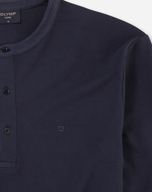 OLYMP Herren Polo-Shirt Langarm Casual Wirk,Uni,Regular fit L Marine 18, L Marine 18
