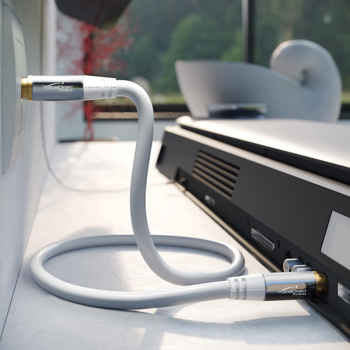 KabelDirekt – 4K Antennenkabel, Koaxialkabel, TV Kabel weiss – 10 m – Fernsehkabel mit bruchfestem M