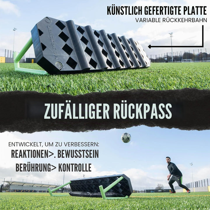QUICKPLAY Replay Station Fussball-Rückprallbrett – Tragbarer Dual-Oberflächen-Fussball-Rebounder mit
