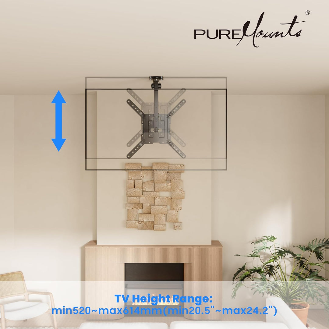 PureMounts TV Deckenhalterung für Fernseher, geeignet für 23-55 Zoll, klappbar, höhenverstellbar, sc