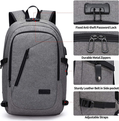 WENIG Laptop Rucksack Herren,17 Zoll Laptop Anti Diebstahl Rucksack Tasche Schulrucksack Business No