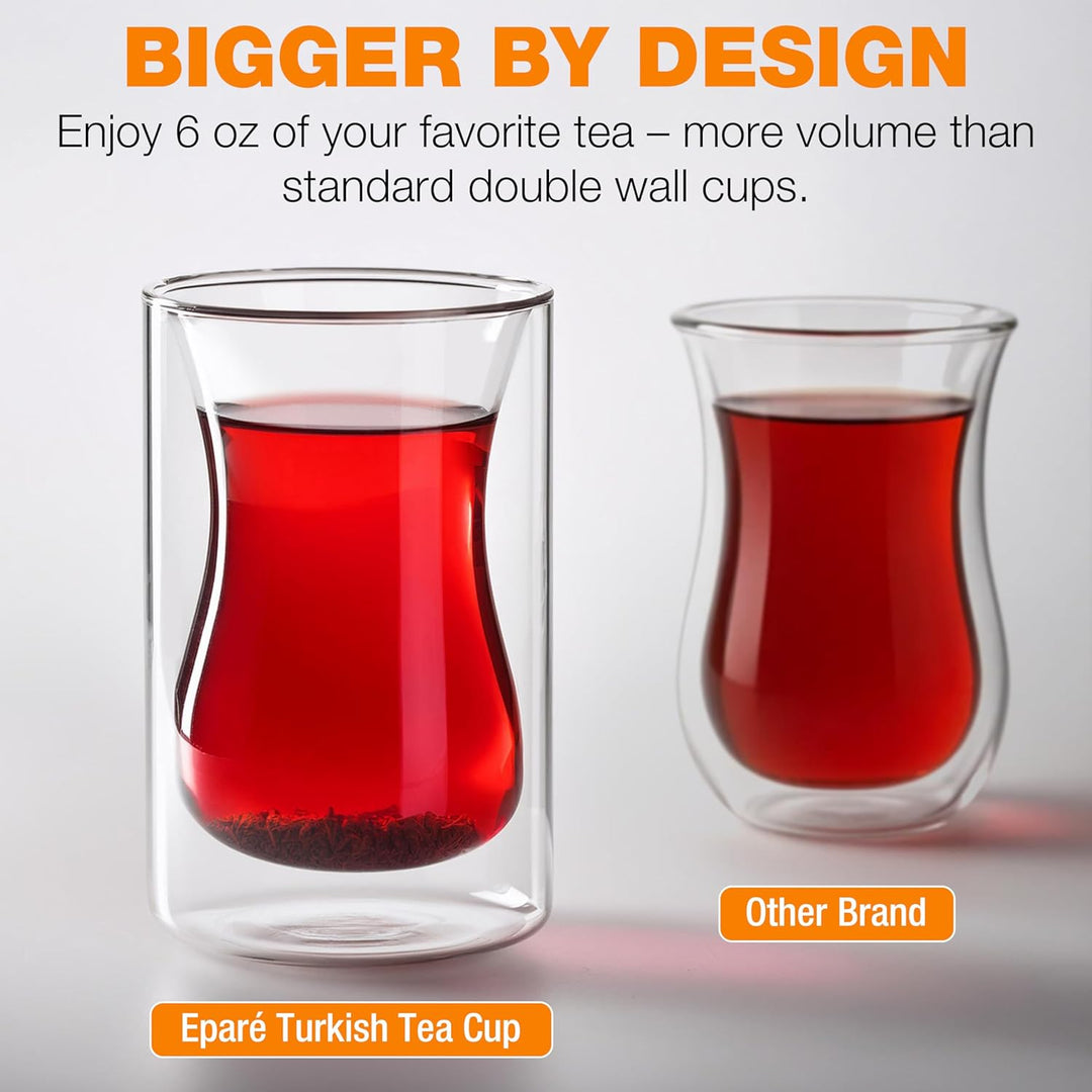 eparé Türkische Teetassen - 2er-Set - doppelwandige Teetasse aus Glas, Kaffee-, Espresso-, Cappuccin