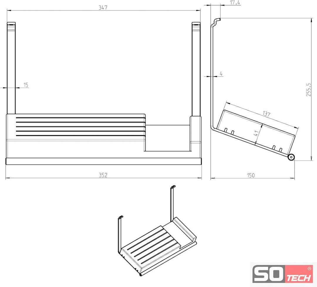 Kesseböhmer Linero style Messerhalter Edelstahloptik 352 x 150 x 256 mm zum Einhängen von SOTECH, Me