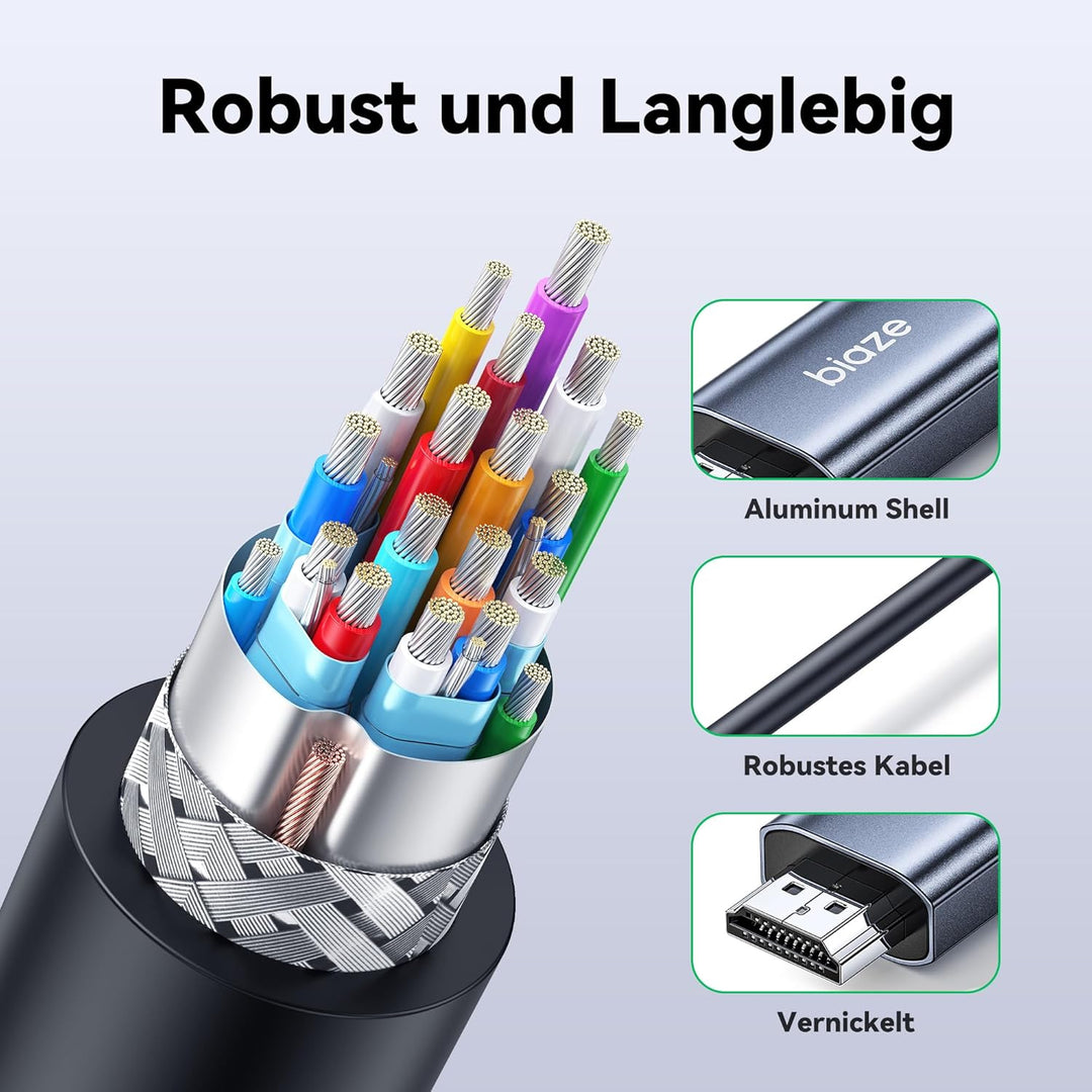 ZH380 USB auf HDMI Adapter Kabel 2M, Unidirektional USB A 3.0 Stecker auf HDMI Stecker, 1080P 60Hz 5